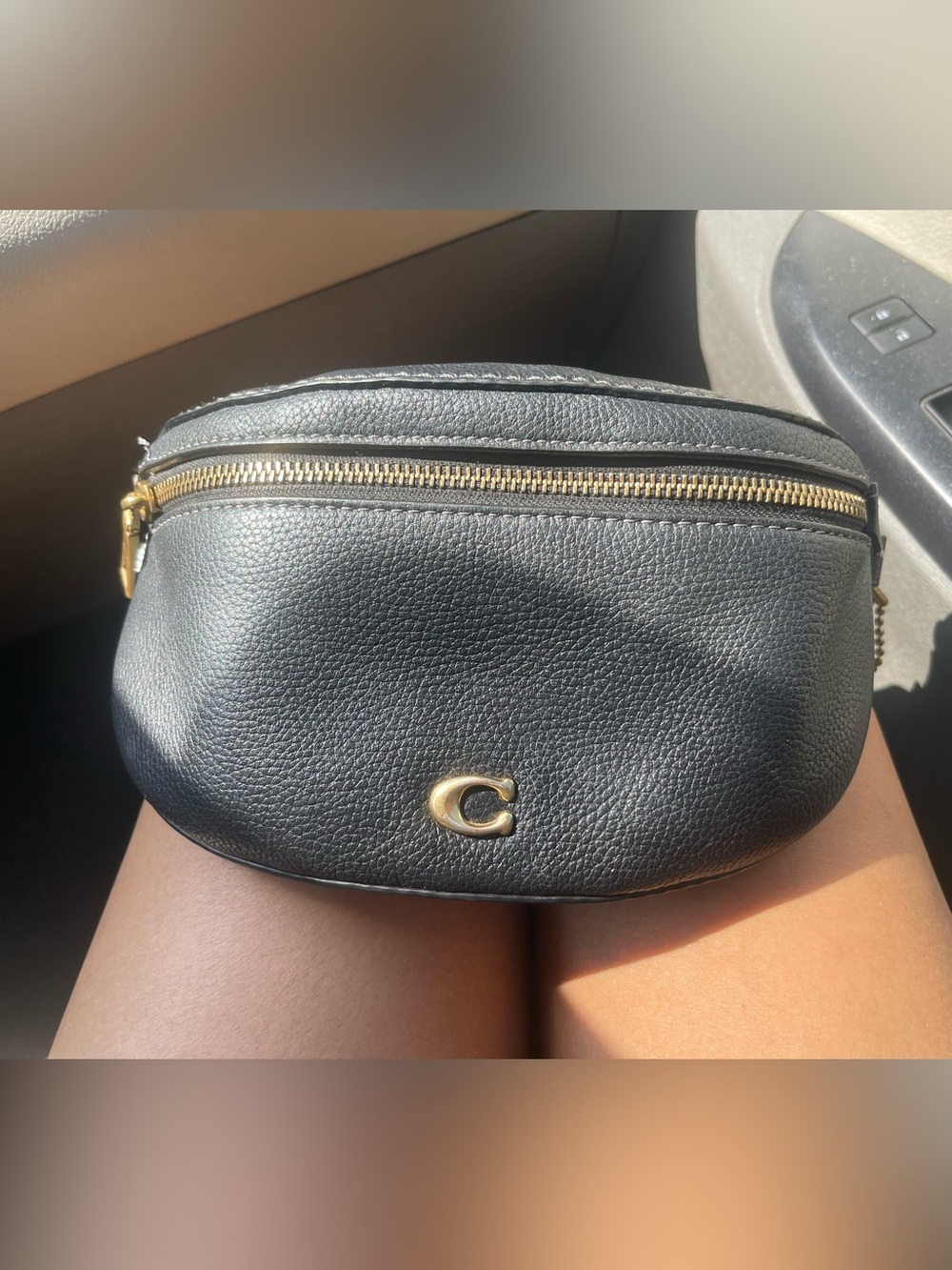 Coach Black Pebbled Leather Mini Belt Bag with Gold Hardware
